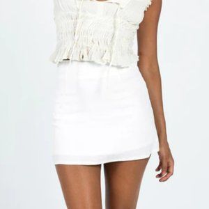 Princess Polly SELBY Linen MINI SKIRT WHITE